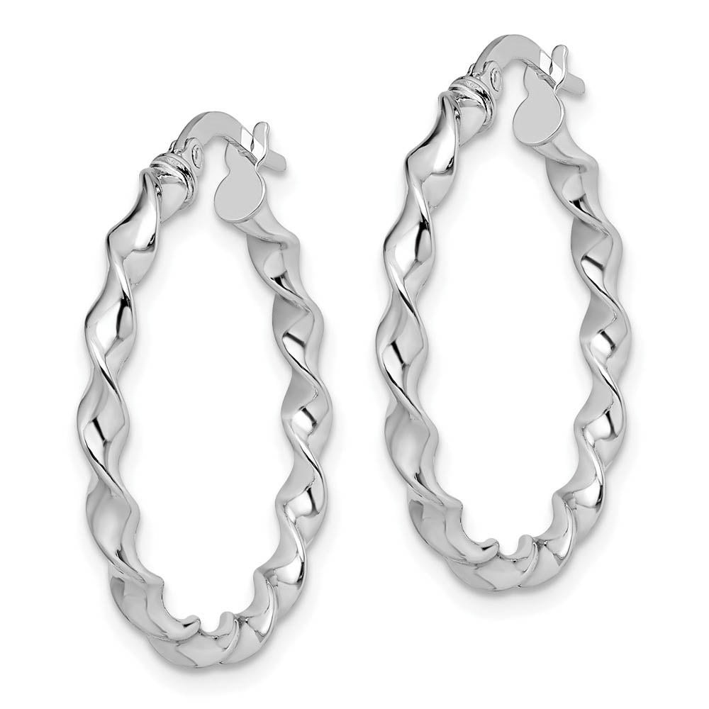 Alternate view of the 2.5mm 14k White Gold Polished & Textured Twisted Hoops, 26mm (1 Inch) by The Black Bow Jewelry Co.