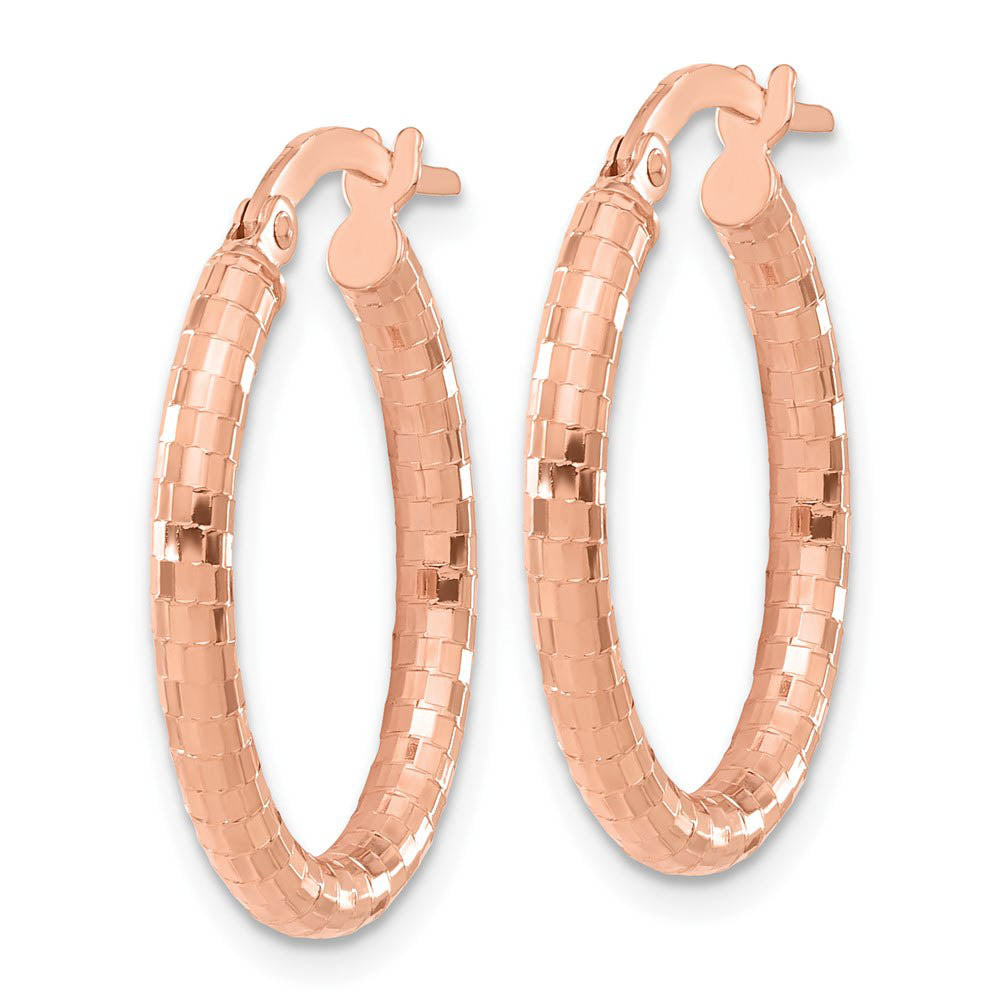 Alternate view of the 2.25mm Polished Checkered Oval Hoops in 14k Rose Gold, 23mm by The Black Bow Jewelry Co.