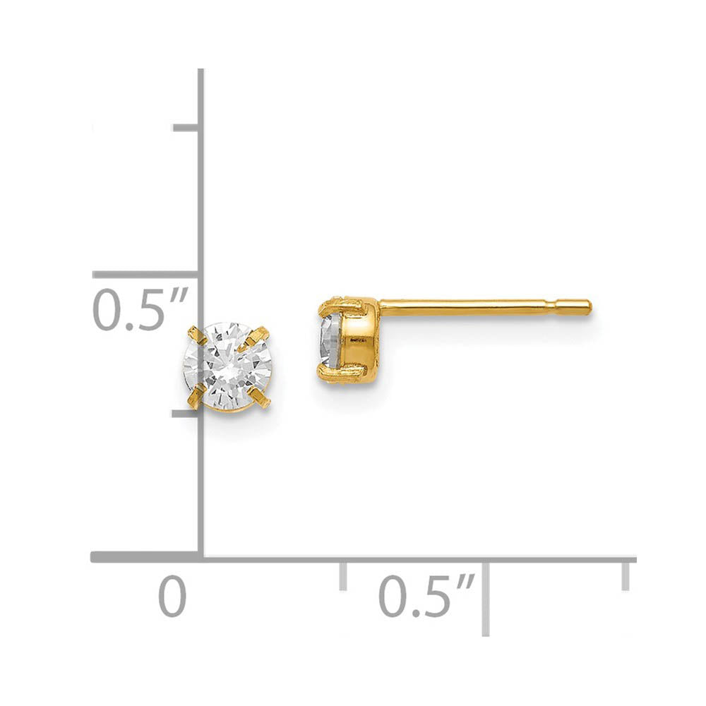 Alternate view of the 4mm Cubic Zirconia Stud Earrings in 14k Yellow Gold by The Black Bow Jewelry Co.