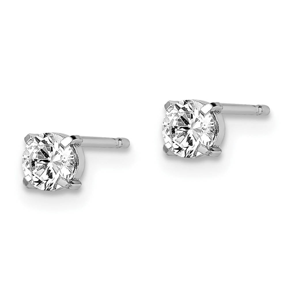 Alternate view of the 4mm Cubic Zirconia Stud Earrings in 14k White Gold by The Black Bow Jewelry Co.
