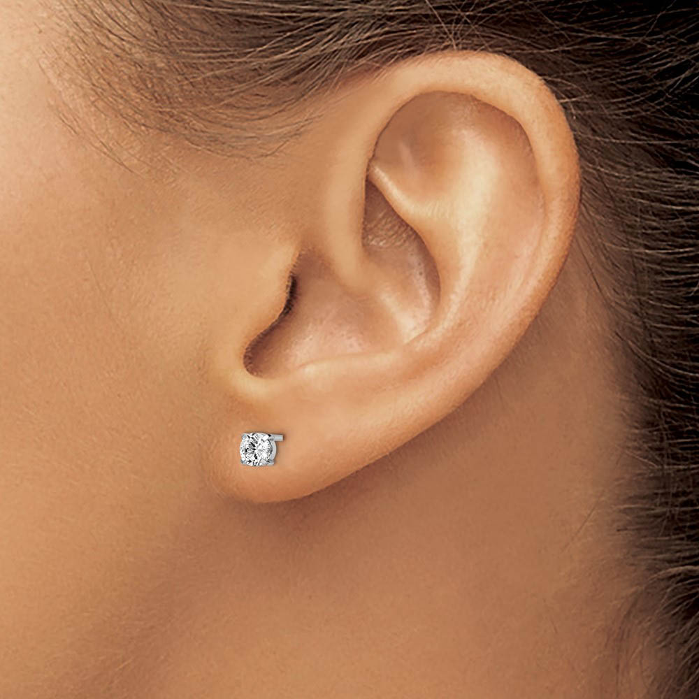 Alternate view of the 4mm Cubic Zirconia Stud Earrings in 14k White Gold by The Black Bow Jewelry Co.