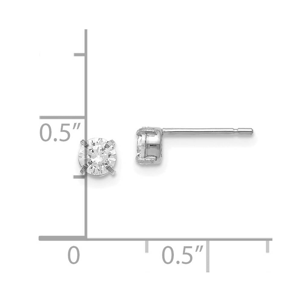 Alternate view of the 4mm Cubic Zirconia Stud Earrings in 14k White Gold by The Black Bow Jewelry Co.