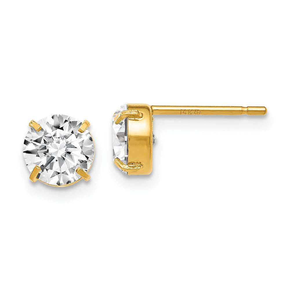 6mm Cubic Zirconia Stud Earrings in 14k Yellow Gold, Item E12412 by The Black Bow Jewelry Co.