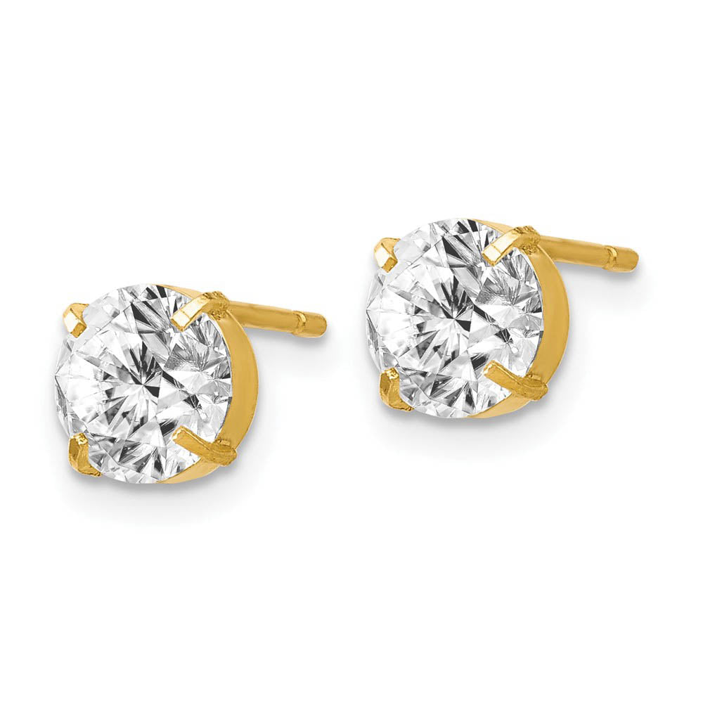 Alternate view of the 6mm Cubic Zirconia Stud Earrings in 14k Yellow Gold by The Black Bow Jewelry Co.
