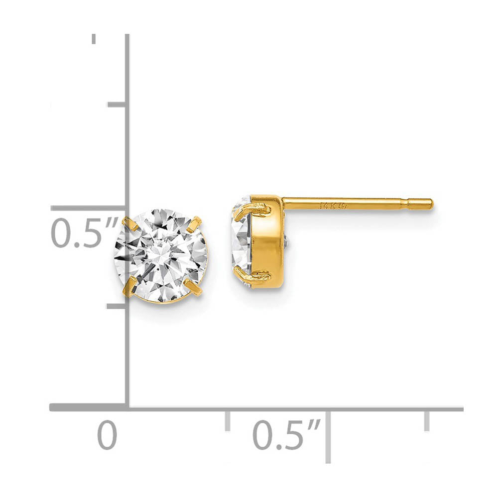 Alternate view of the 6mm Cubic Zirconia Stud Earrings in 14k Yellow Gold by The Black Bow Jewelry Co.