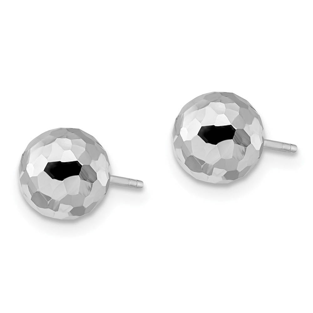 Alternate view of the 8mm Polished Faceted Ball Post Earrings in 14k White Gold by The Black Bow Jewelry Co.