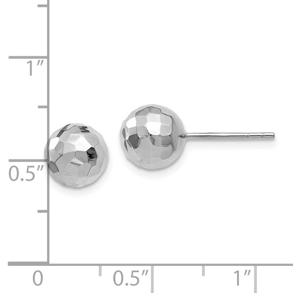 Alternate view of the 8mm Polished Faceted Ball Post Earrings in 14k White Gold by The Black Bow Jewelry Co.