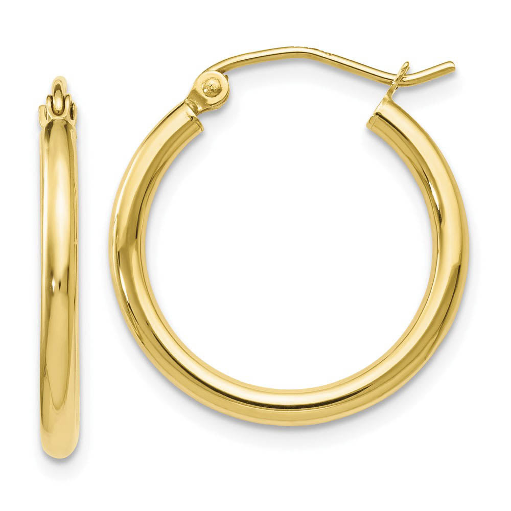 2mm Round Hoop Earrings in 10k Yellow Gold, 20mm (3/4 Inch), Item E12485 by The Black Bow Jewelry Co.