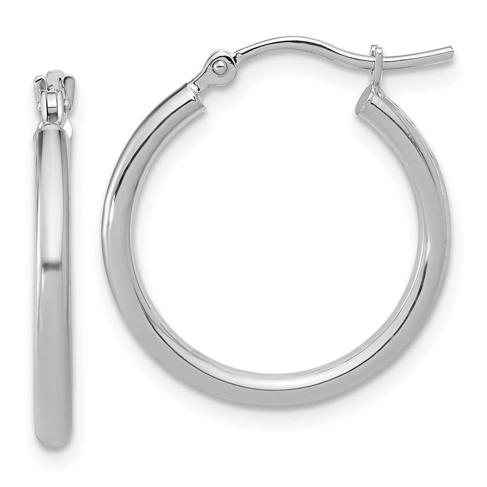 2mm Round Hoop Earrings in 10k White Gold, 20mm (3/4 Inch), Item E12497 by The Black Bow Jewelry Co.