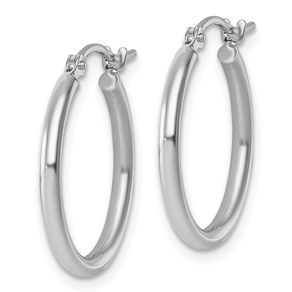 Alternate view of the 2mm Round Hoop Earrings in 10k White Gold, 20mm (3/4 Inch) by The Black Bow Jewelry Co.