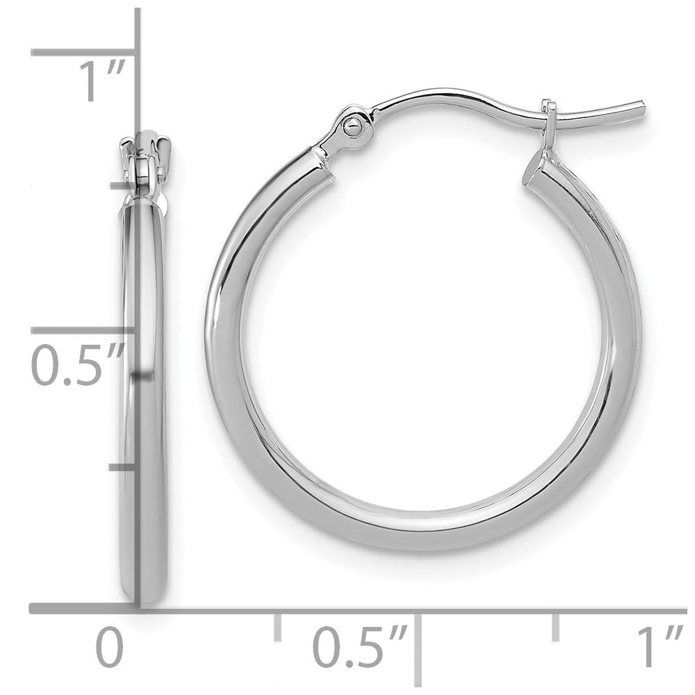 Alternate view of the 2mm Round Hoop Earrings in 10k White Gold, 20mm (3/4 Inch) by The Black Bow Jewelry Co.