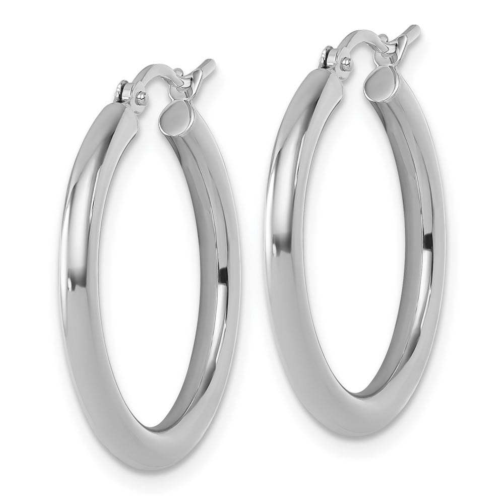 Alternate view of the 3mm Round Hoop Earrings in 10k White Gold, 26mm (1 Inch) by The Black Bow Jewelry Co.