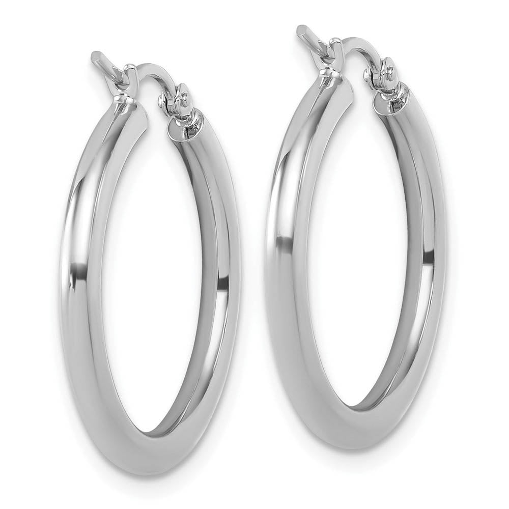 Alternate view of the 3mm Round Hoop Earrings in 10k White Gold, 26mm (1 Inch) by The Black Bow Jewelry Co.