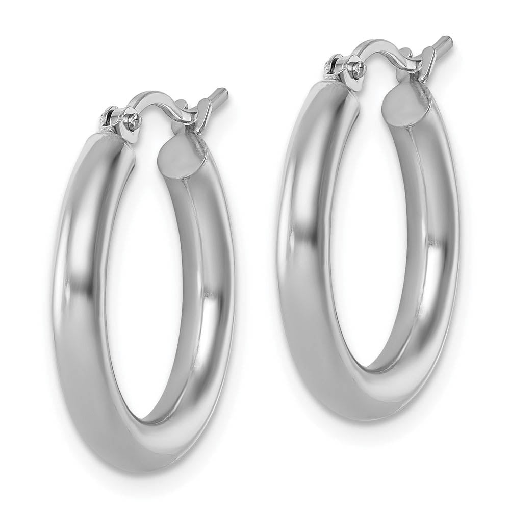 Alternate view of the 3mm Round Hoop Earrings in 10k White Gold, 20mm (3/4 Inch) by The Black Bow Jewelry Co.