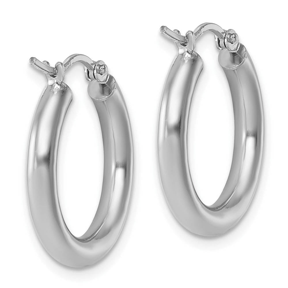 Alternate view of the 3mm Round Hoop Earrings in 10k White Gold, 20mm (3/4 Inch) by The Black Bow Jewelry Co.