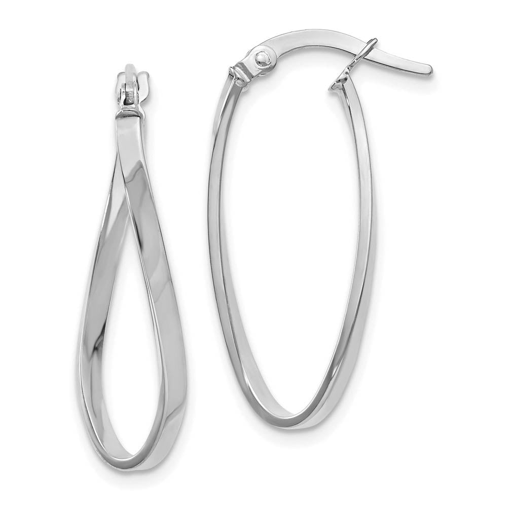 1.8mm Twisted Oval Hoop Earrings in 10k White Gold, 26mm (1 Inch), Item E12520 by The Black Bow Jewelry Co.