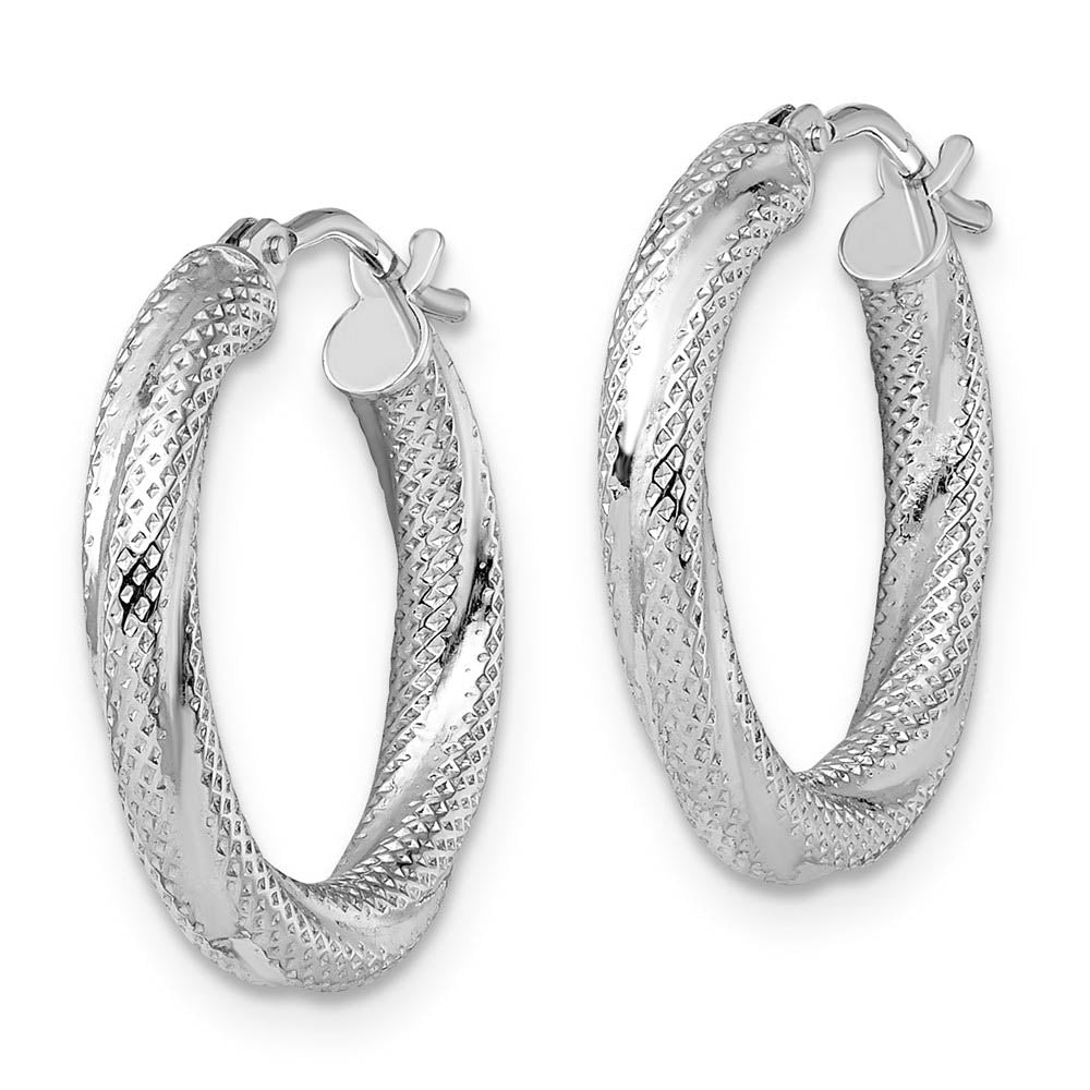 Alternate view of the 3mm Twisted Textured Round Hoops in 10k White Gold, 20mm (3/4 Inch) by The Black Bow Jewelry Co.