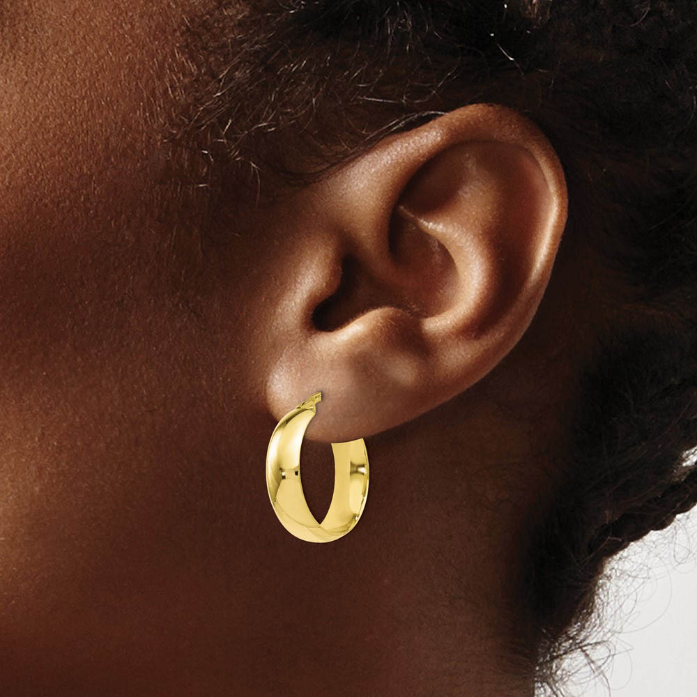 Alternate view of the 4.5mm Polished Round Hoop Earrings 10k Yellow Gold, 18mm (11/16 Inch) by The Black Bow Jewelry Co.