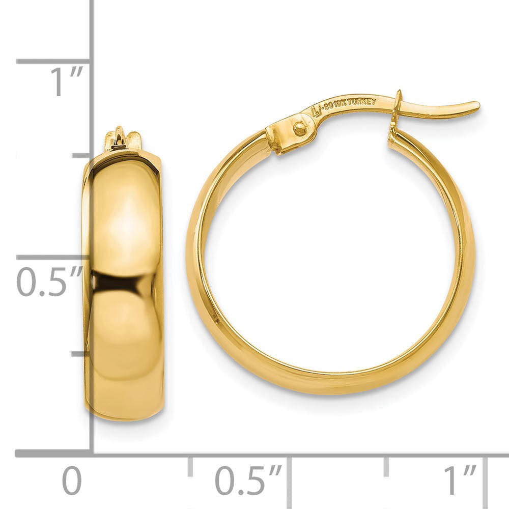 Alternate view of the 4.5mm Polished Round Hoop Earrings 10k Yellow Gold, 18mm (11/16 Inch) by The Black Bow Jewelry Co.