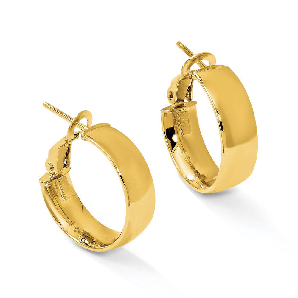 Alternate view of the 6mm Polished Omega Back Round Hoop Earrings in 10k Yellow Gold, 18mm by The Black Bow Jewelry Co.