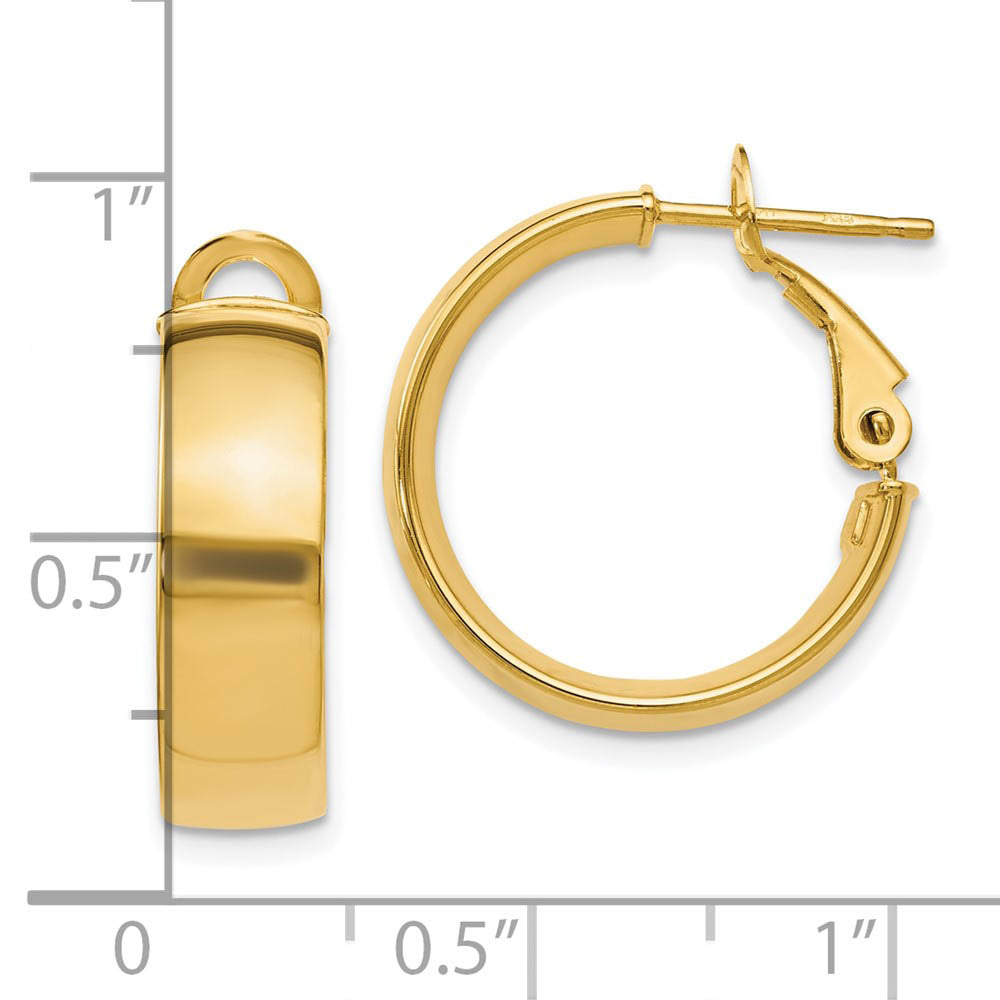 Alternate view of the 6mm Polished Omega Back Round Hoop Earrings in 10k Yellow Gold, 18mm by The Black Bow Jewelry Co.