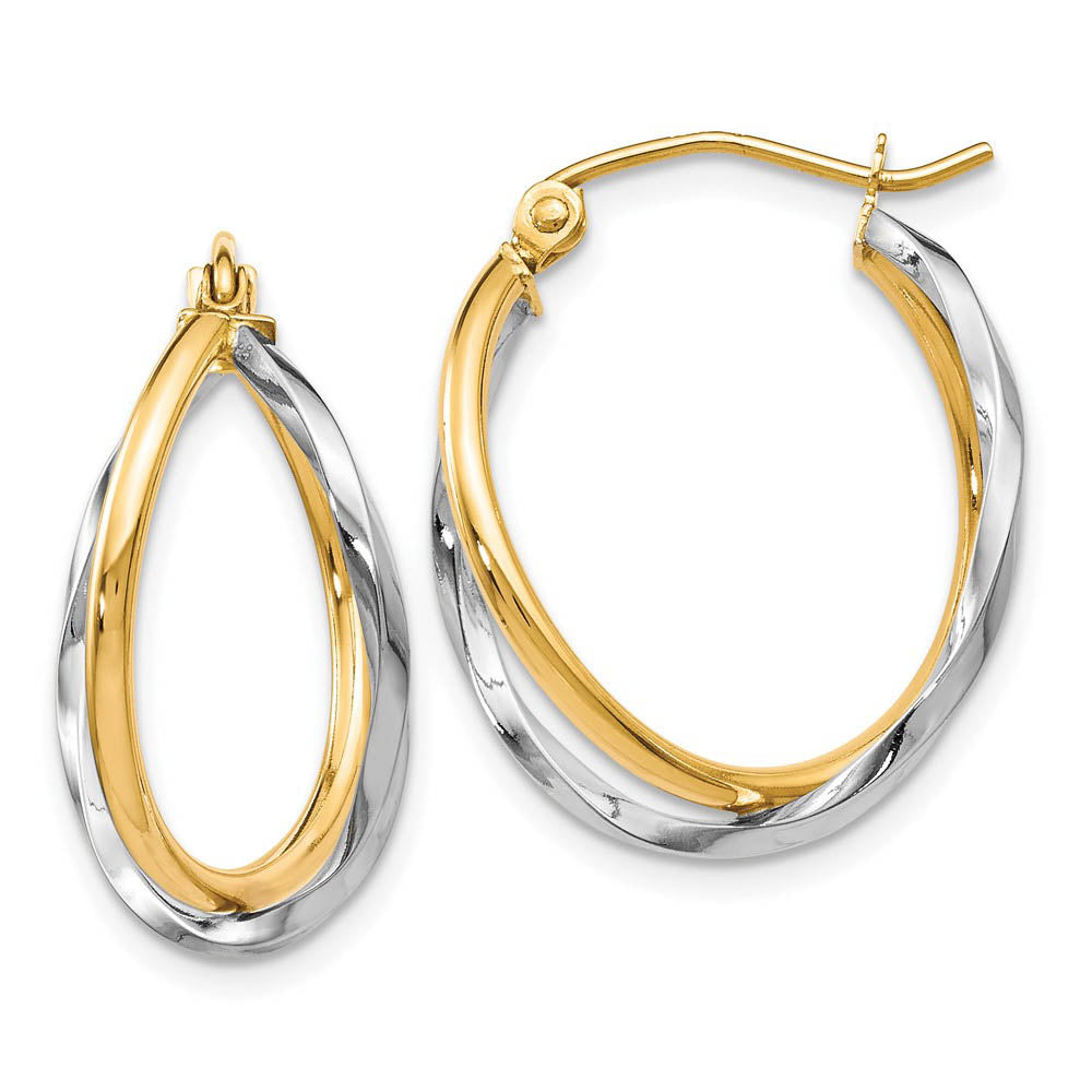 Double Twisted Freeform Hoops in 10k Two Tone Gold, 20mm (3/4 Inch), Item E12593 by The Black Bow Jewelry Co.