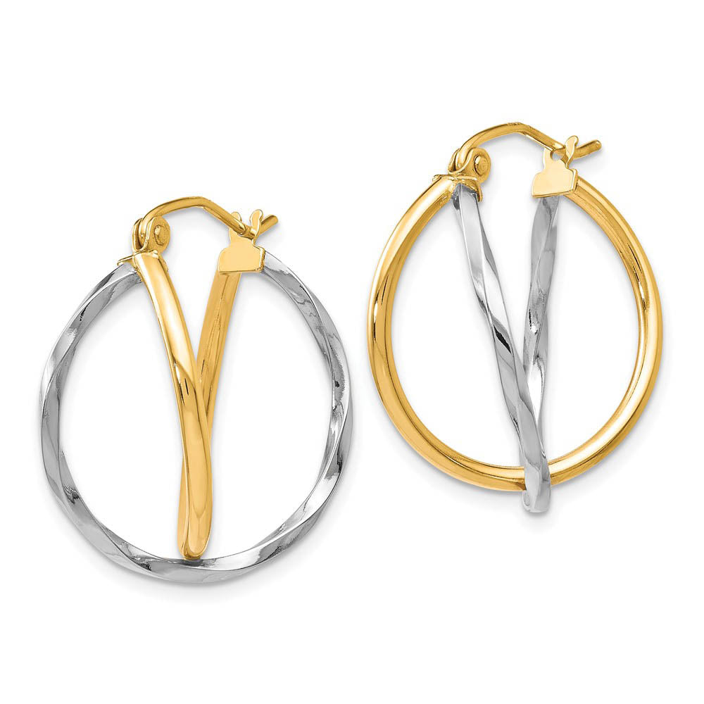 Alternate view of the Double Twisted Freeform Hoops in 10k Two Tone Gold, 20mm (3/4 Inch) by The Black Bow Jewelry Co.