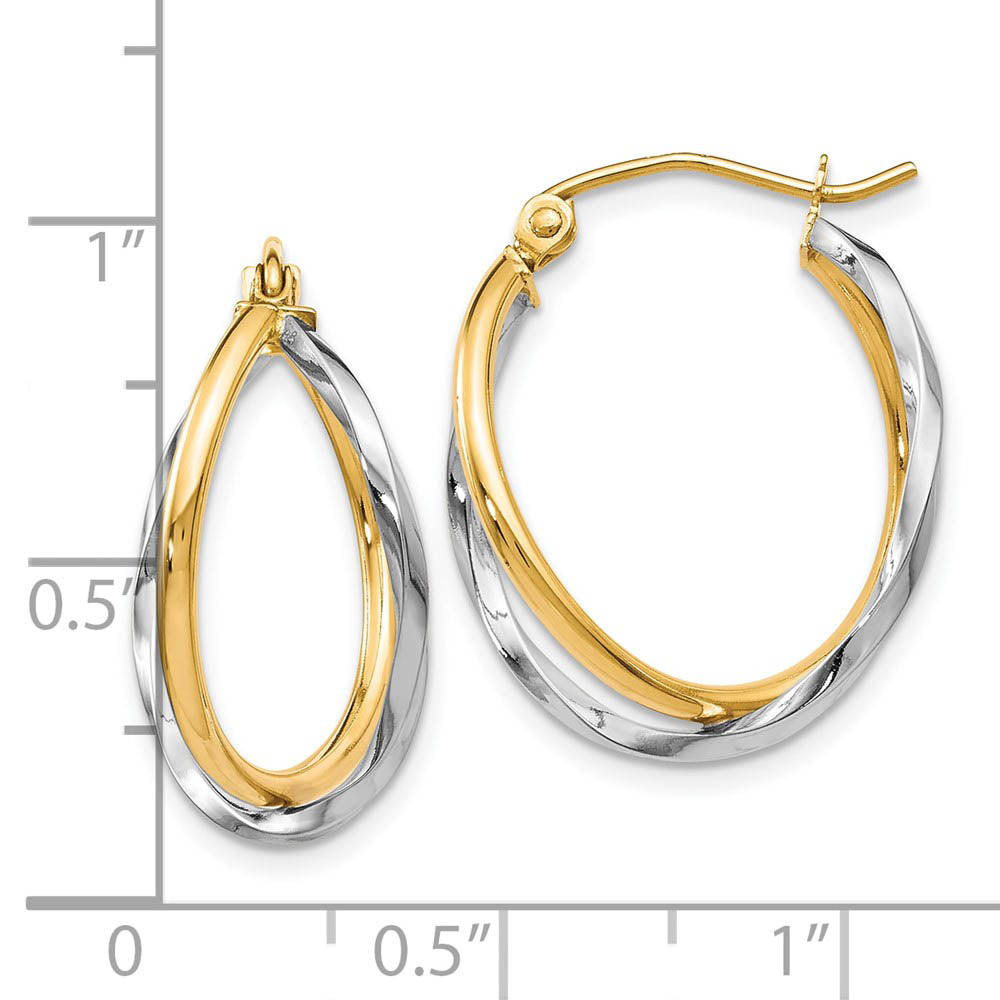 Alternate view of the Double Twisted Freeform Hoops in 10k Two Tone Gold, 20mm (3/4 Inch) by The Black Bow Jewelry Co.
