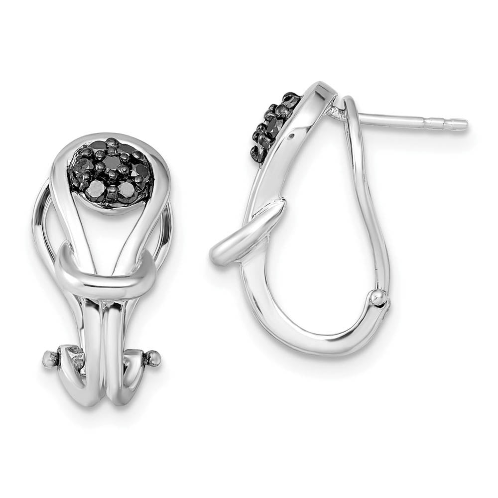 1/4 Ctw Black Diamond Love Knot Omega Back Earrings in Sterling Silver, Item E12716 by The Black Bow Jewelry Co.