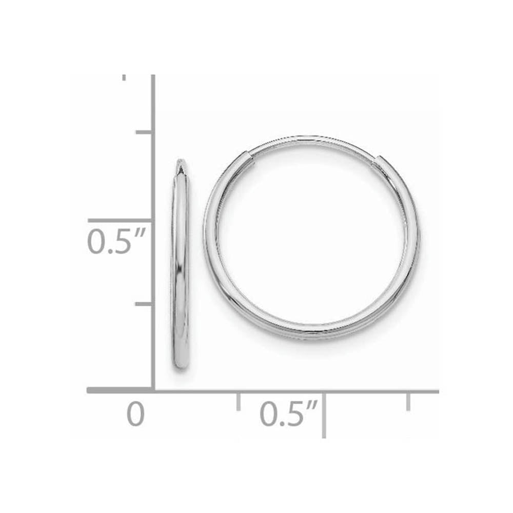 Alternate view of the 1.2mm x 16mm 14k White Gold Polished Endless Tube Hoop Earrings by The Black Bow Jewelry Co.