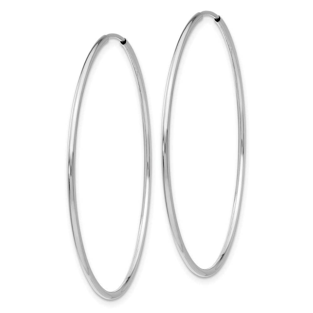 Alternate view of the 1.2mm x 44mm 14k White Gold Polished Endless Tube Hoop Earrings by The Black Bow Jewelry Co.