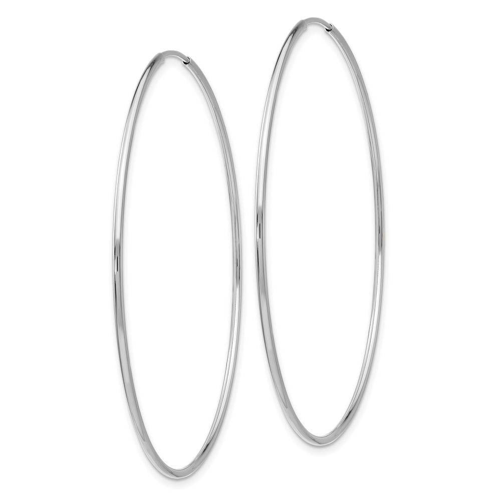 Alternate view of the 1.2mm x 54mm 14k White Gold Polished Endless Tube Hoop Earrings by The Black Bow Jewelry Co.