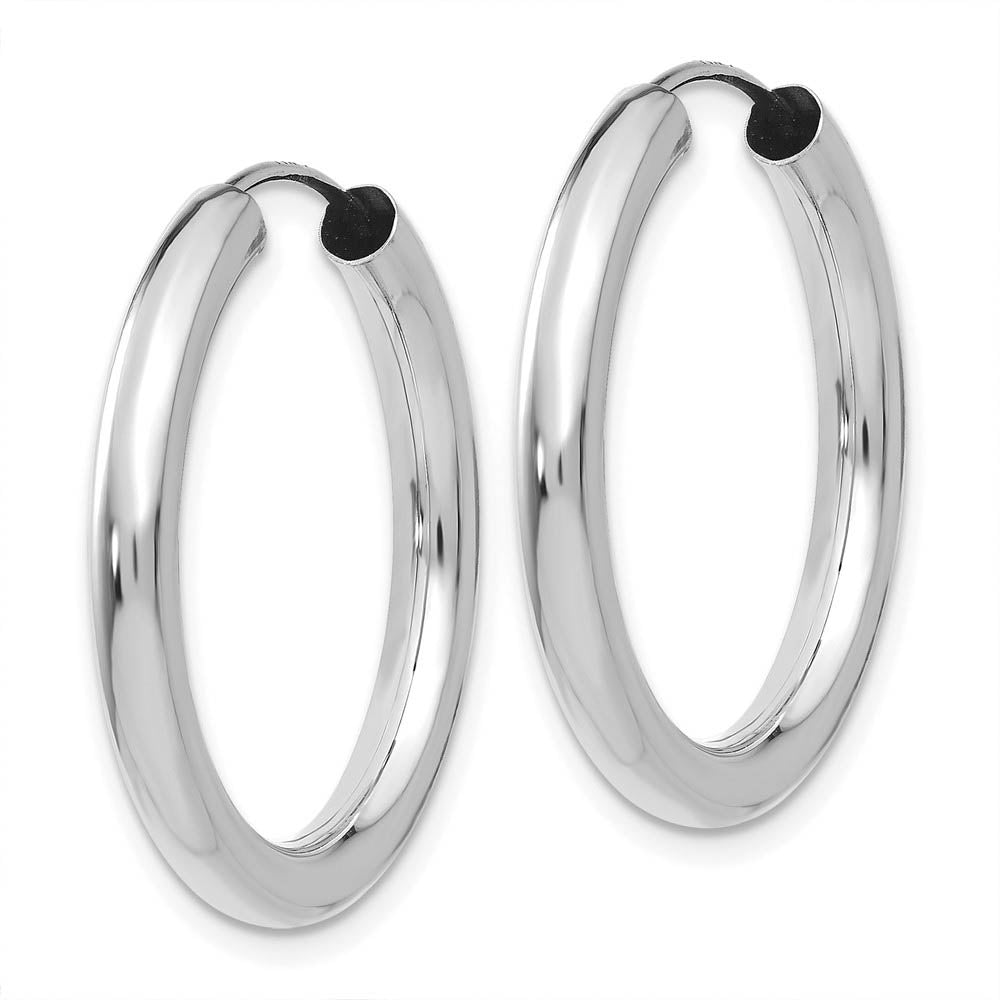 Alternate view of the 3mm x 25mm 14k White Gold Polished Endless Tube Hoop Earrings by The Black Bow Jewelry Co.
