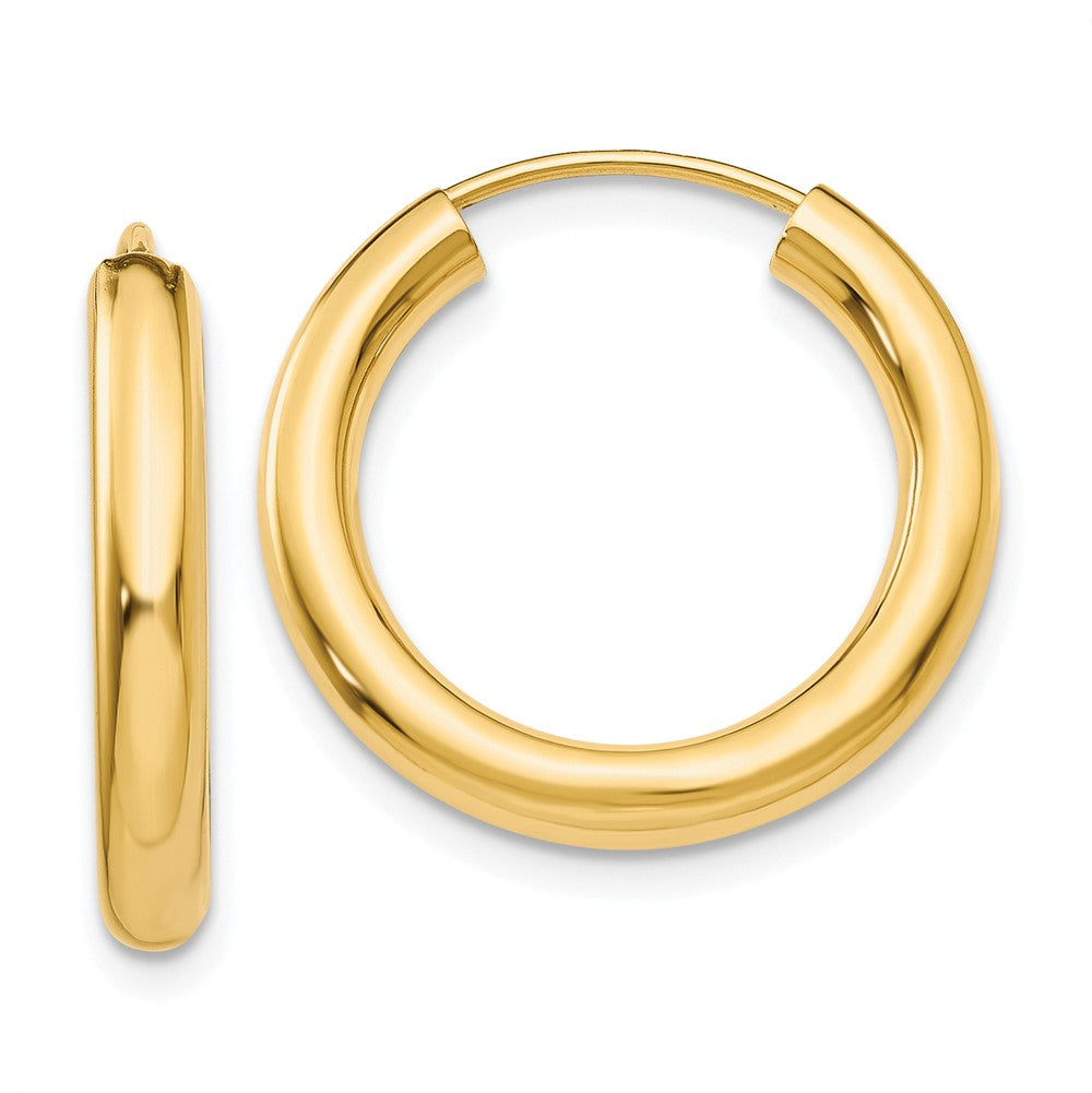 3mm x 20mm 14k Yellow Gold Polished Endless Tube Hoop Earrings, Item E13231 by The Black Bow Jewelry Co.