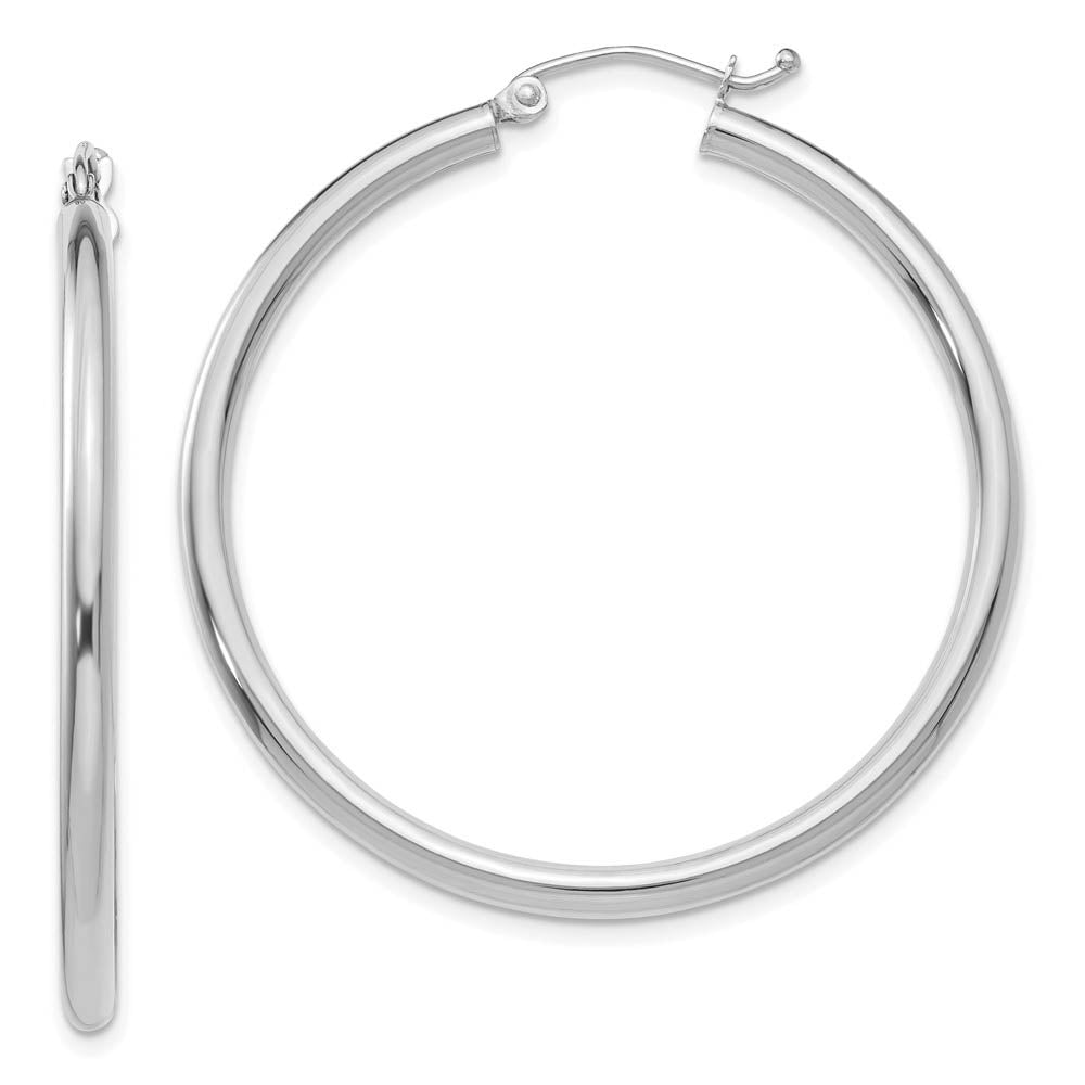 2.5mm x 40mm 14k White Gold Classic Round Hoop Earrings, Item E13277 by The Black Bow Jewelry Co.