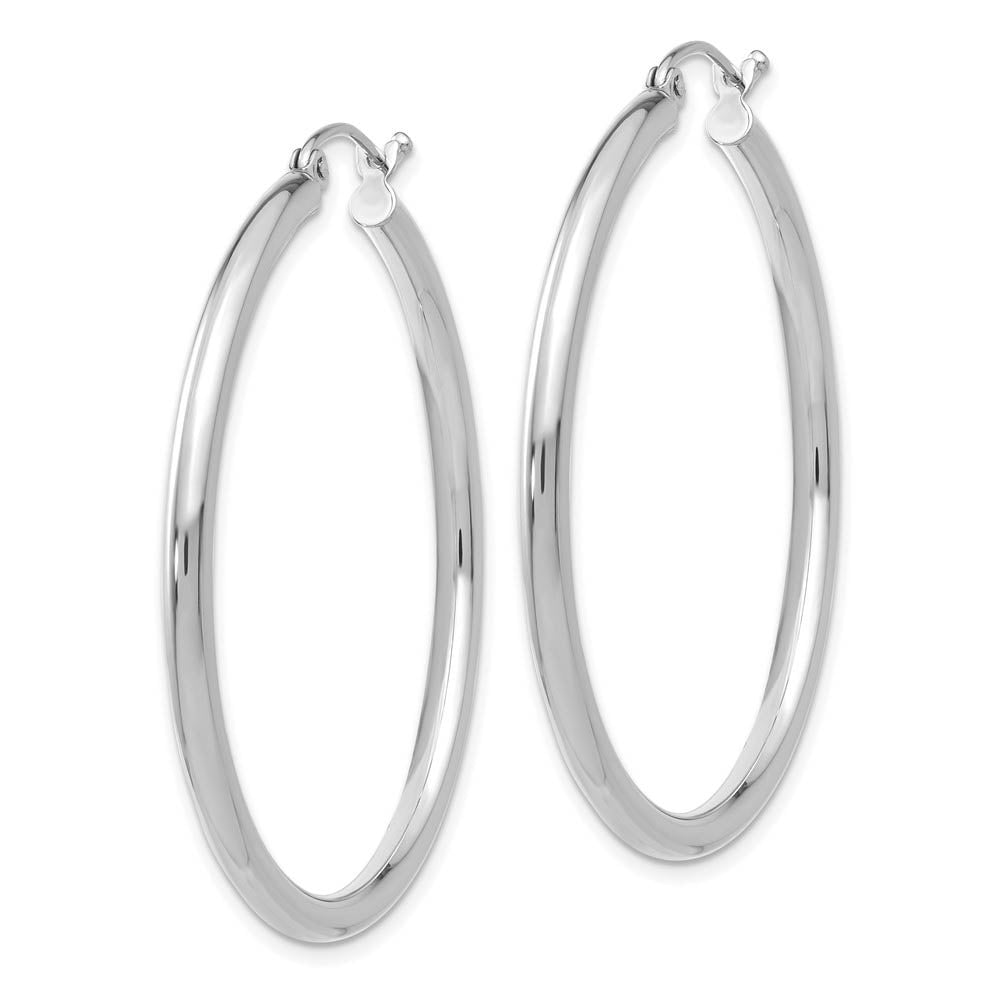 Alternate view of the 2.5mm x 40mm 14k White Gold Classic Round Hoop Earrings by The Black Bow Jewelry Co.