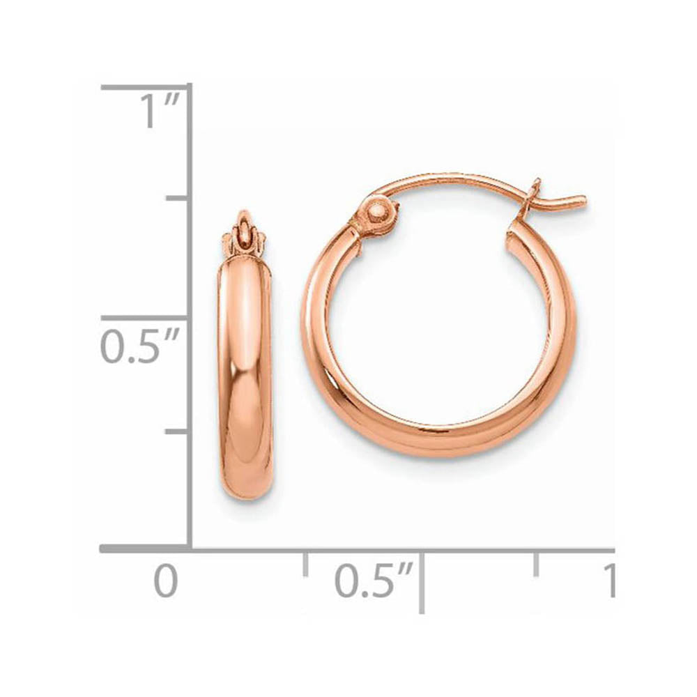 Alternate view of the 2.8mm x 15mm Polished 14k Rose Gold Half Round Tube Hoop Earrings by The Black Bow Jewelry Co.
