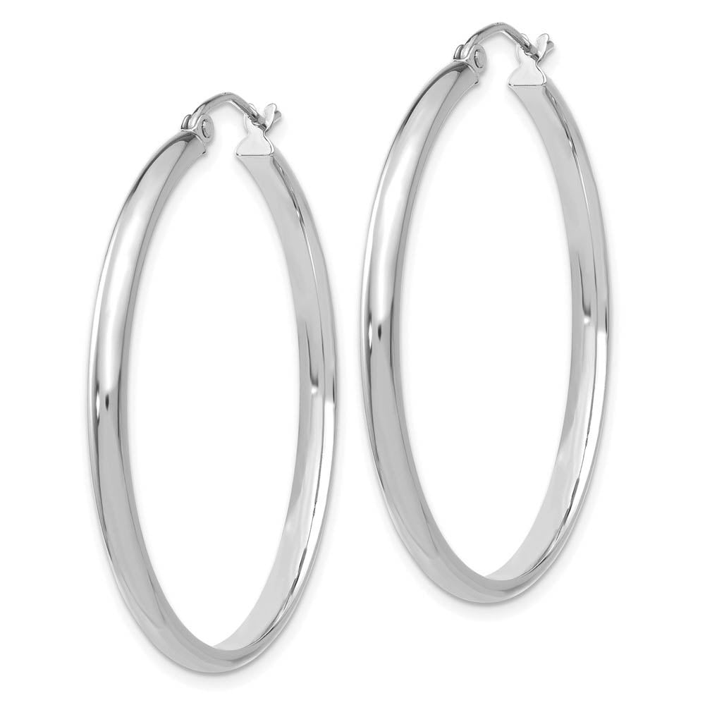 Alternate view of the 2.75mm x 37mm Polished 14k White Gold Domed Round Hoop Earrings by The Black Bow Jewelry Co.
