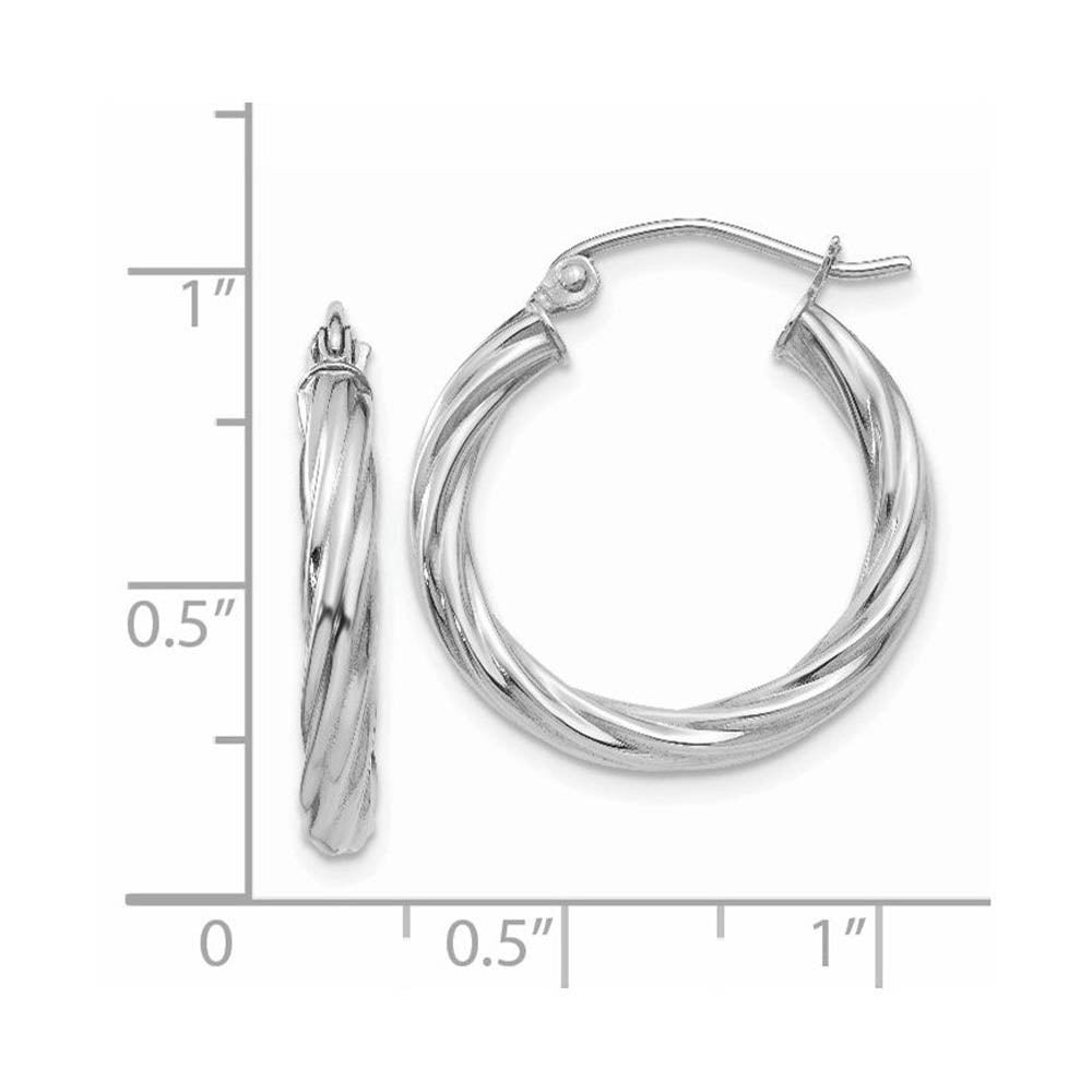 Alternate view of the 3.25mm x 20mm Polished 14k White Gold Twisted Round Hoop Earrings by The Black Bow Jewelry Co.