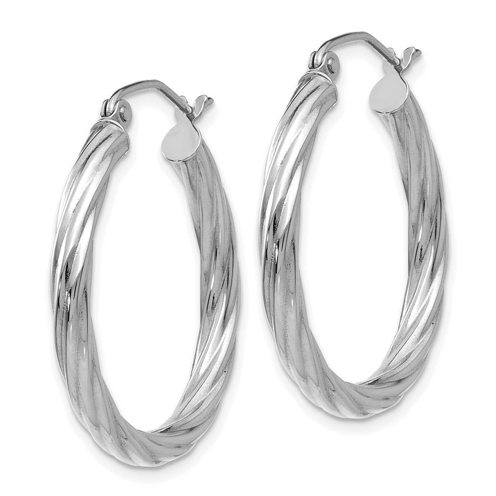Alternate view of the 3.25mm x 26mm Polished 14k White Gold Twisted Round Hoop Earrings by The Black Bow Jewelry Co.