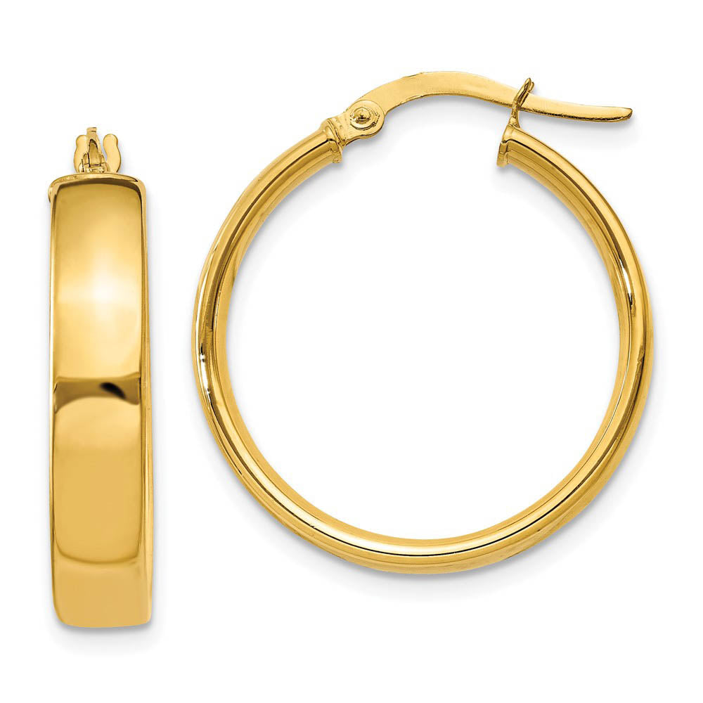 4.75mm x 23mm Polished 14k Yellow Gold Round Hoop Earrings, Item E13515 by The Black Bow Jewelry Co.