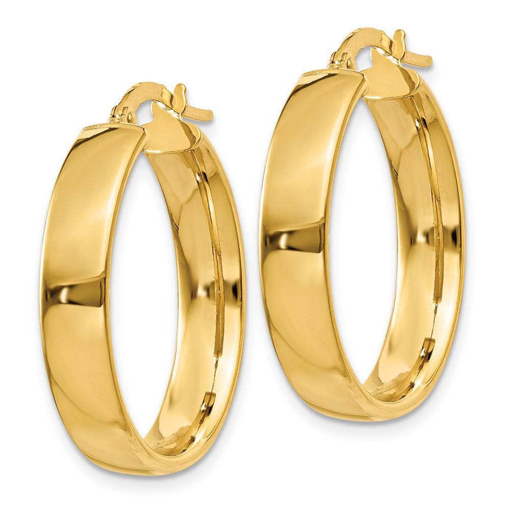 Alternate view of the 4.75mm x 23mm Polished 14k Yellow Gold Round Hoop Earrings by The Black Bow Jewelry Co.