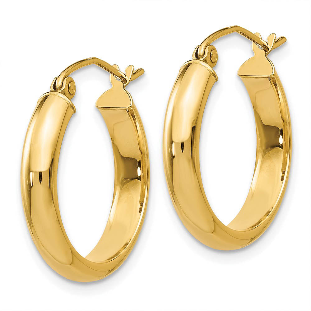 Alternate view of the 3.75mm x 20mm Polished 14k Yellow Gold Domed Round Tube Hoop Earrings by The Black Bow Jewelry Co.