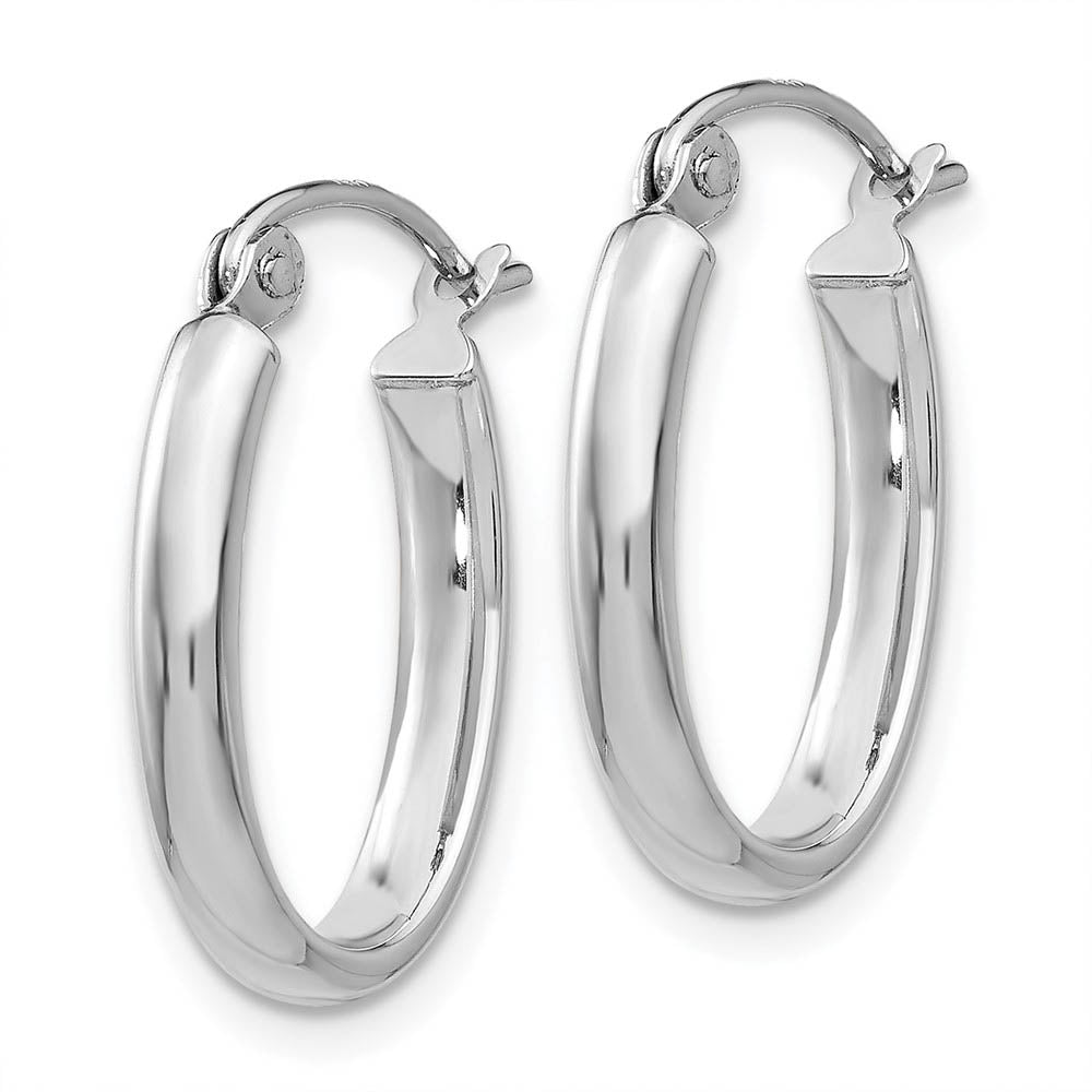 Alternate view of the 2.75mm x 17mm Polished 14k White Gold Domed Oval Tube Hoop Earrings by The Black Bow Jewelry Co.