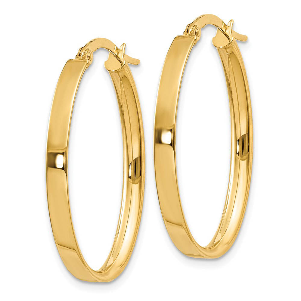 Alternate view of the 3mm x 29mm 14k Yellow Gold Oval Hoop Earrings by The Black Bow Jewelry Co.