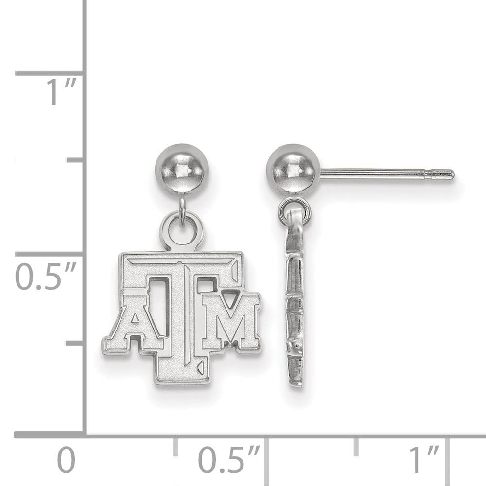 Alternate view of the 14k White Gold Texas A&M University Ball Dangle Earrings by The Black Bow Jewelry Co.