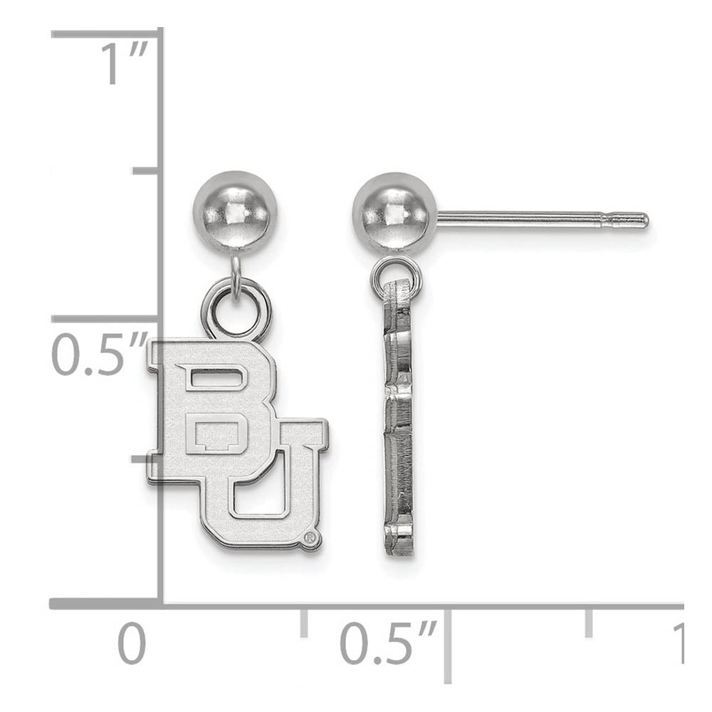 Alternate view of the 14k White Gold Baylor University Ball Dangle Earrings by The Black Bow Jewelry Co.