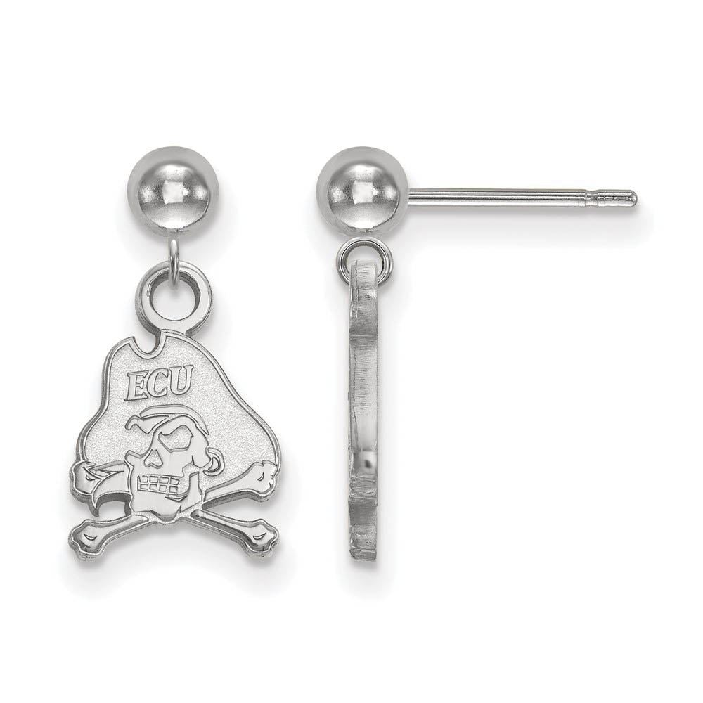 14k White Gold East Carolina University Ball Dangle Earrings, Item E13628 by The Black Bow Jewelry Co.