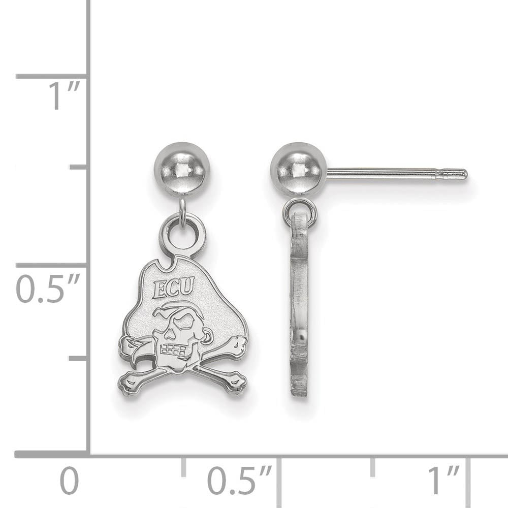 Alternate view of the 14k White Gold East Carolina University Ball Dangle Earrings by The Black Bow Jewelry Co.