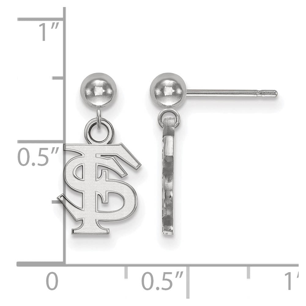 Alternate view of the 14k White Gold Florida State University Ball Dangle Earrings by The Black Bow Jewelry Co.